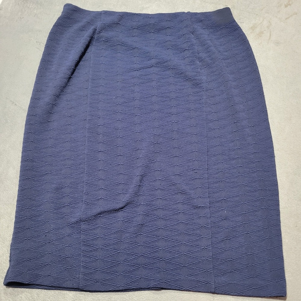 NYCC Skirt Womens XL Navy Blue Textured Geometric Diamond Pencil Career 11775‎